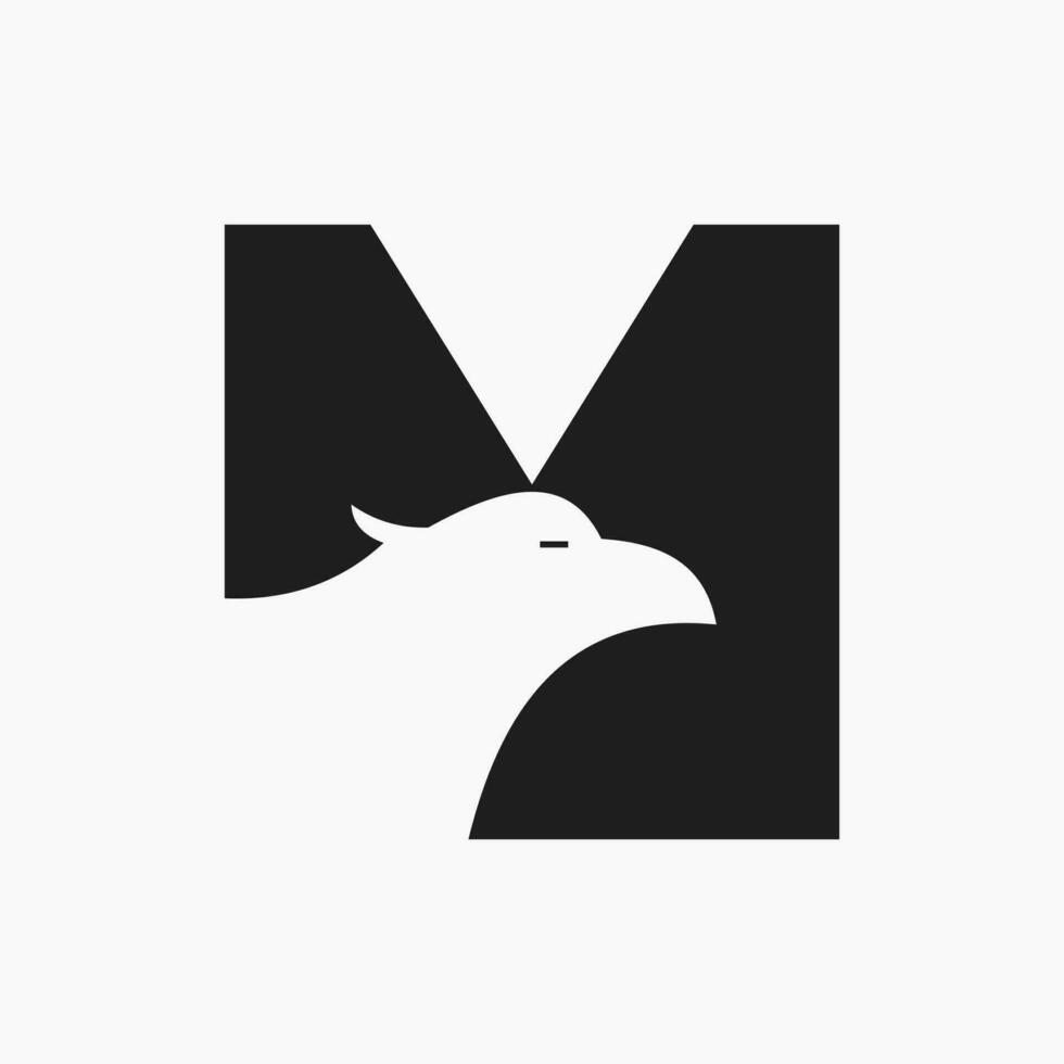 Brief m Adler Logo Design. Transport Symbol Vektor Vorlage