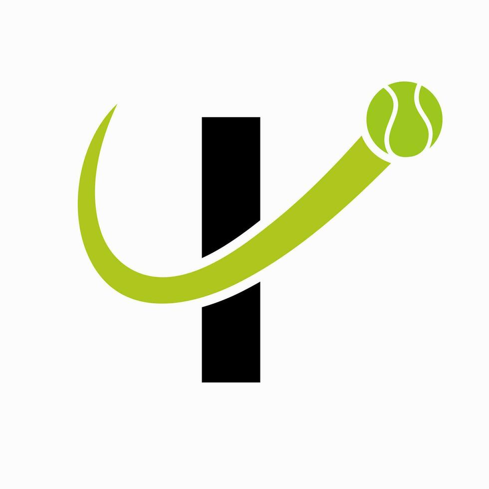 tennis logotyp design på brev jag mall. tennis sport akademi, klubb logotyp vektor