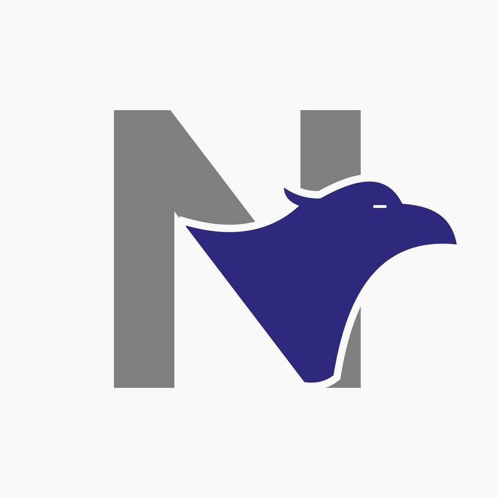 Brief n Adler Logo Design. Transport Symbol Vektor Vorlage