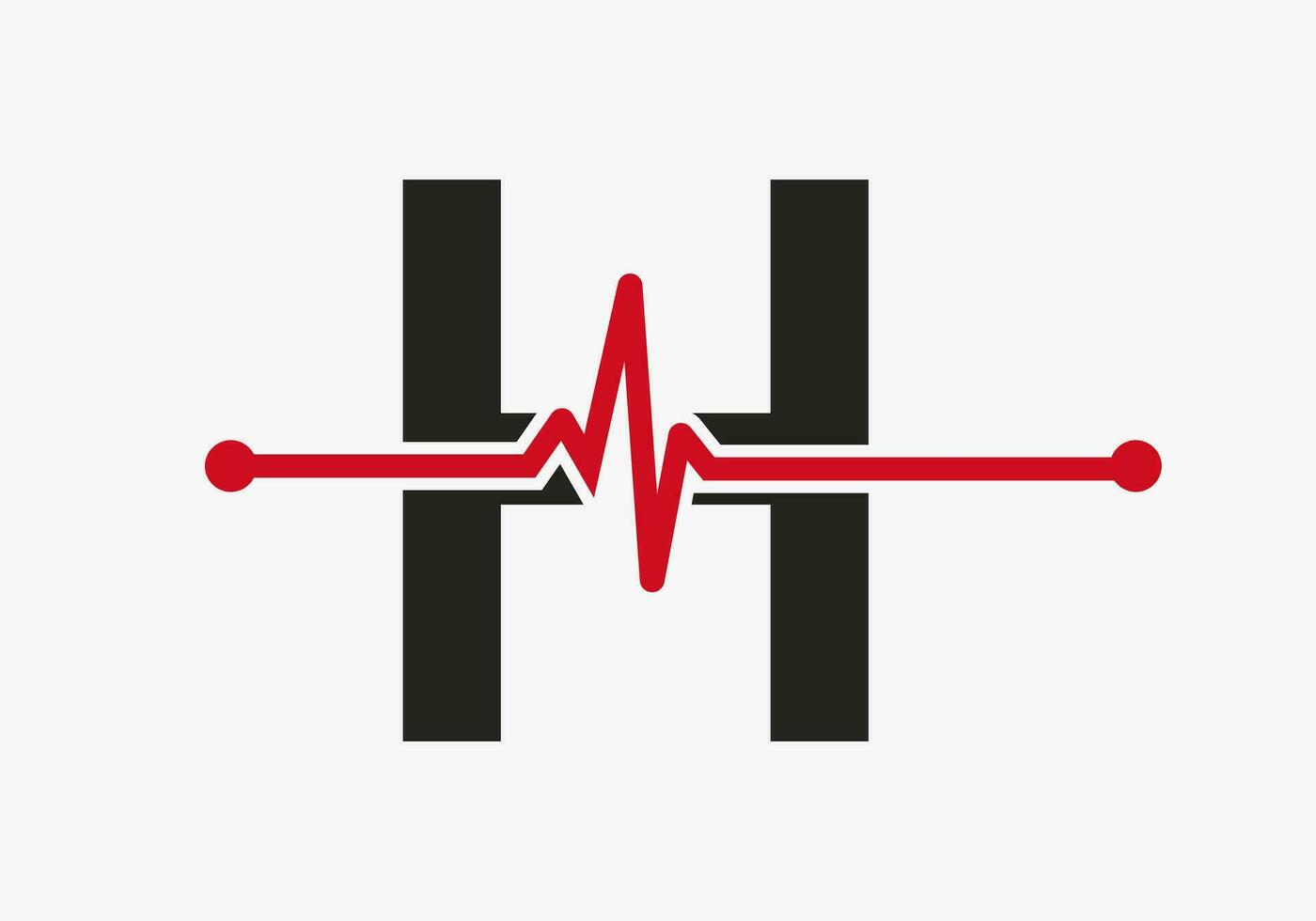 brev h hjärtslag logotyp för medicinsk eller hälsa symbol. medicinsk logotyp mall design vektor