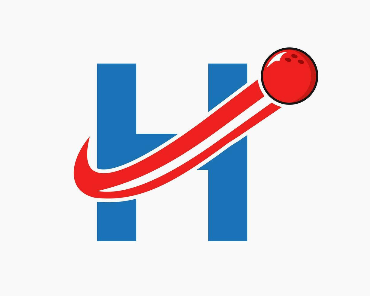 brev h bowling logotyp. bowling boll symbol med rör på sig boll ikon vektor