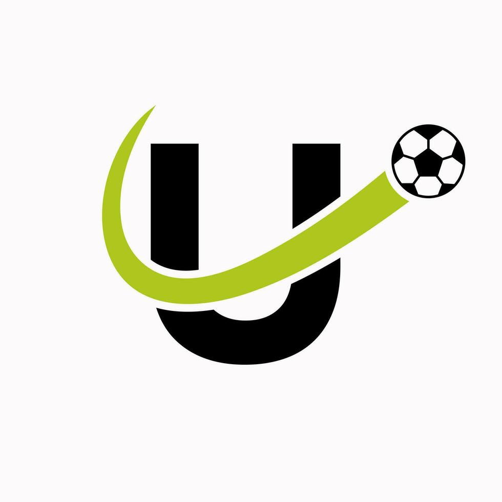 Initiale Brief u Fußball Logo. Fußball Logo Konzept mit ziehen um Fußball Symbol vektor