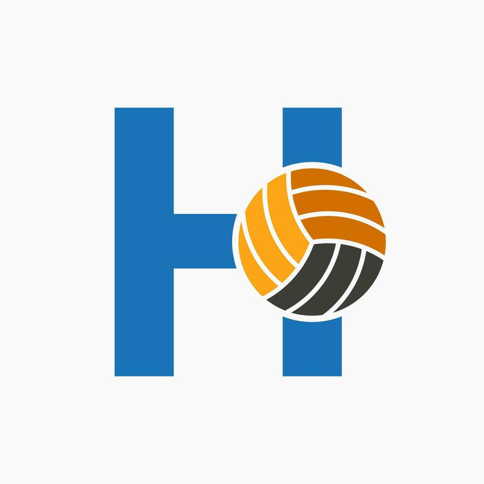 Brief h Volleyball Logo Konzept mit ziehen um Volley Ball Symbol. Volleyball Sport Logo Vorlage vektor