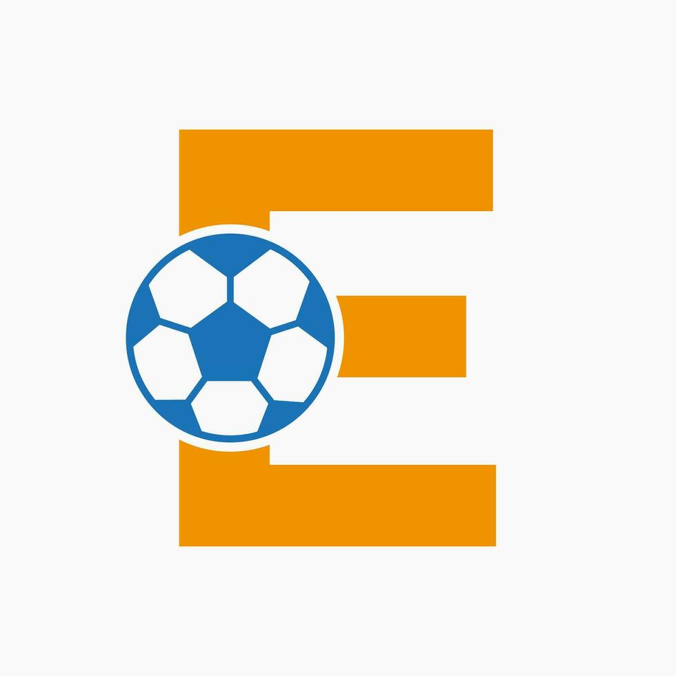 första brev e fotboll logotyp. fotboll logotyp design vektor mall
