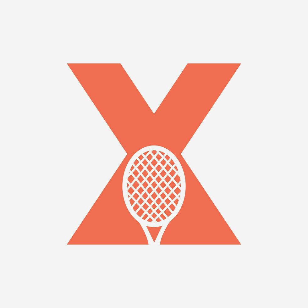 Brief x Padel Tennis Logo. Padel Schläger Logo Design. Strand Tabelle Tennis Verein Symbol vektor