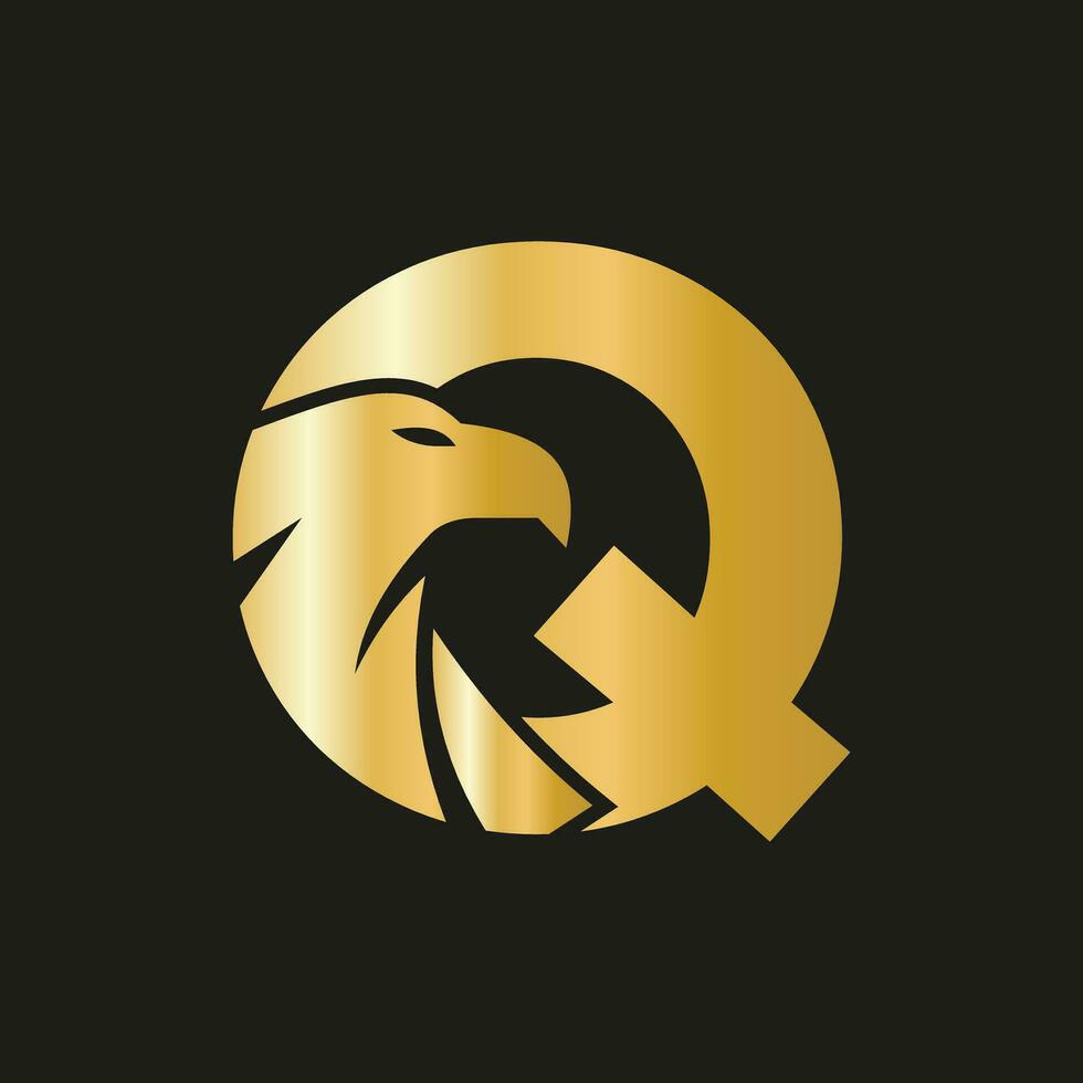 Brief q Adler Logo Design. Transport Symbol Vektor Vorlage