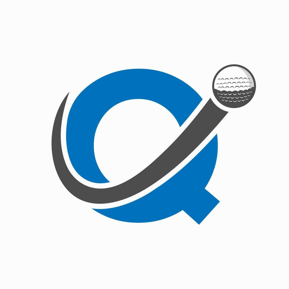 första brev q golf logotyp design. första hockey sport akademi tecken, klubb symbol vektor