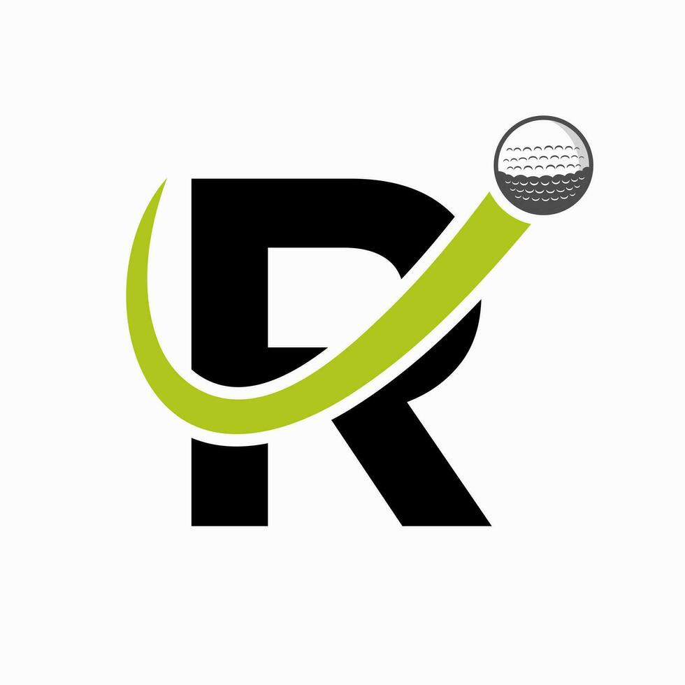 första brev r golf logotyp design. första hockey sport akademi tecken, klubb symbol vektor