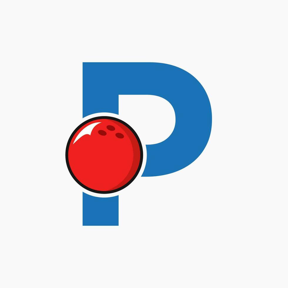 Brief p Bowling Logo. Bowling Ball Symbol mit ziehen um Ball Symbol vektor