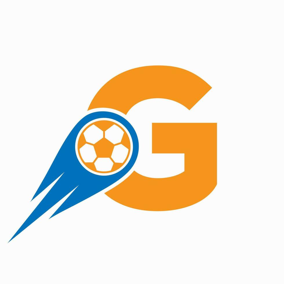 brev g fotboll logotyp begrepp med rör på sig fotboll ikon. fotboll logotyp mall vektor