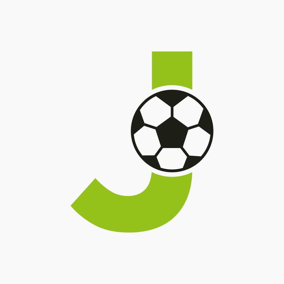 Initiale Brief j Fußball Logo. Fußball Logo Design Vektor Vorlage