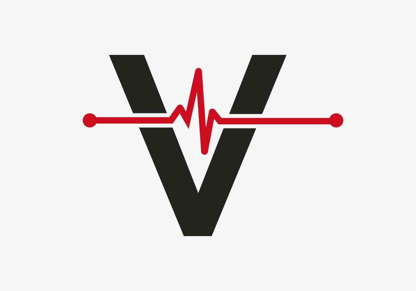 brev v hjärtslag logotyp för medicinsk eller hälsa symbol. medicinsk logotyp mall design vektor