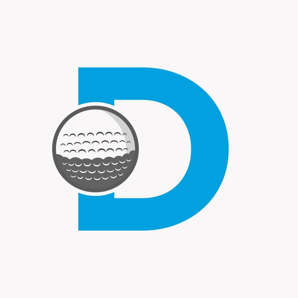 golf logotyp på brev d. första hockey sport akademi tecken, klubb symbol vektor
