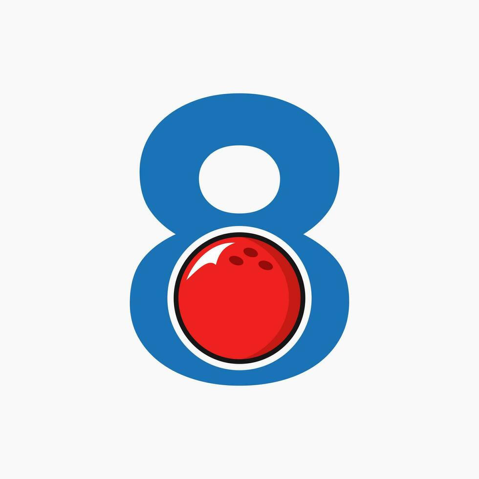 Brief 8 Bowling Logo. Bowling Ball Symbol mit ziehen um Ball Symbol vektor