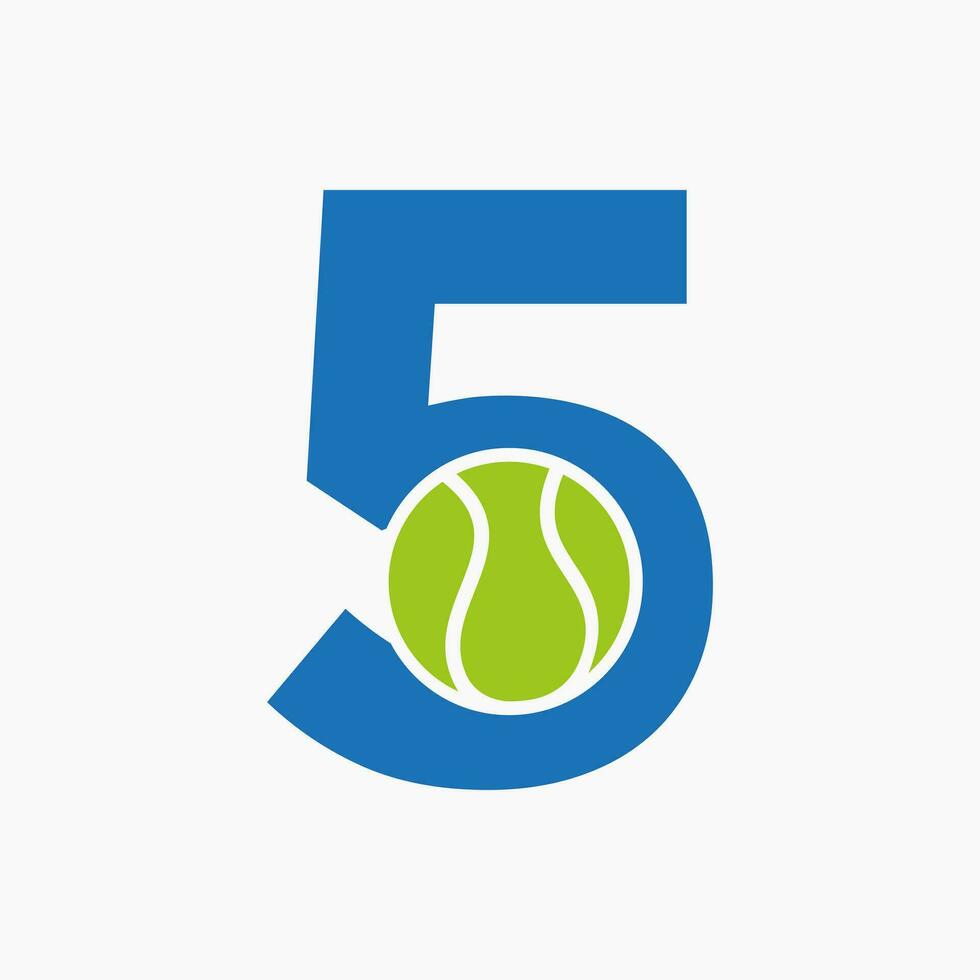Tennis Logo auf Brief 5. Tennis Sport Akademie, Verein Logo Zeichen vektor