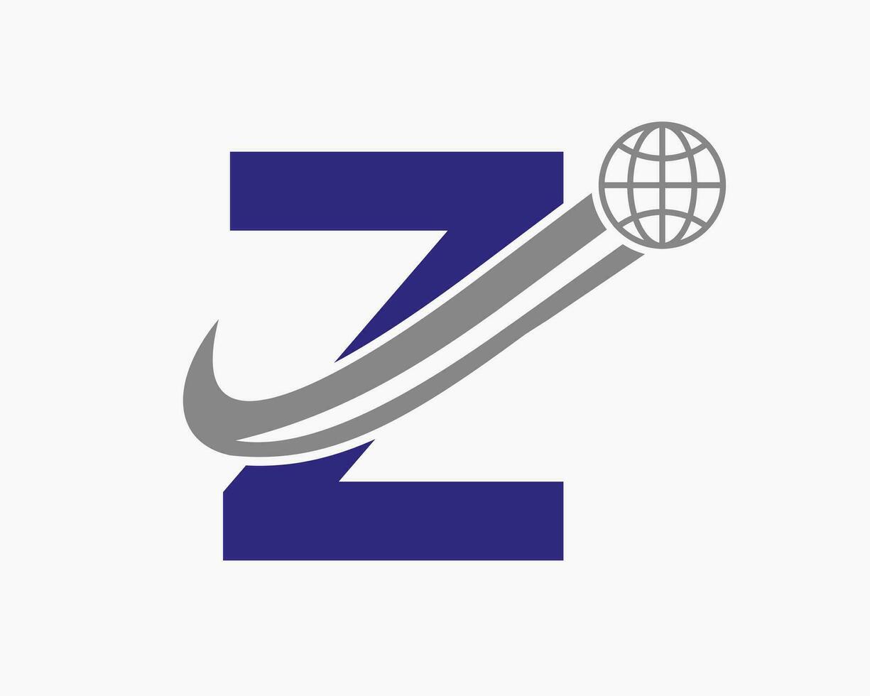 brev z global logotyp design. värld logotyp symbol vektor mall