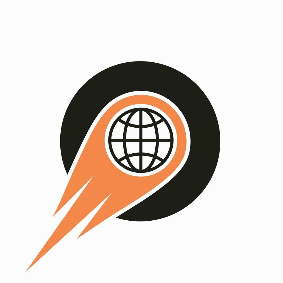 Brief Ö Logo Konzept mit global Welt Symbol Vektor Vorlage