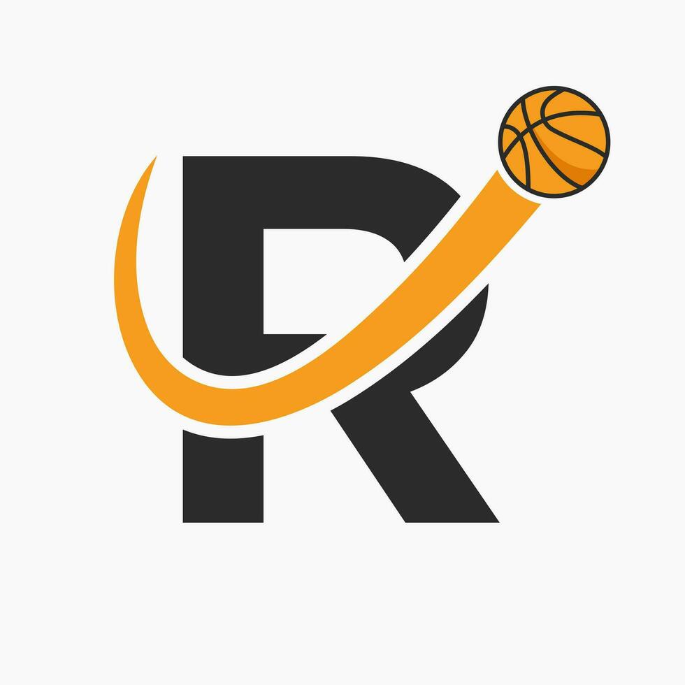 Basketball Logo auf Brief r Konzept. Korb Verein Symbol Vektor Vorlage