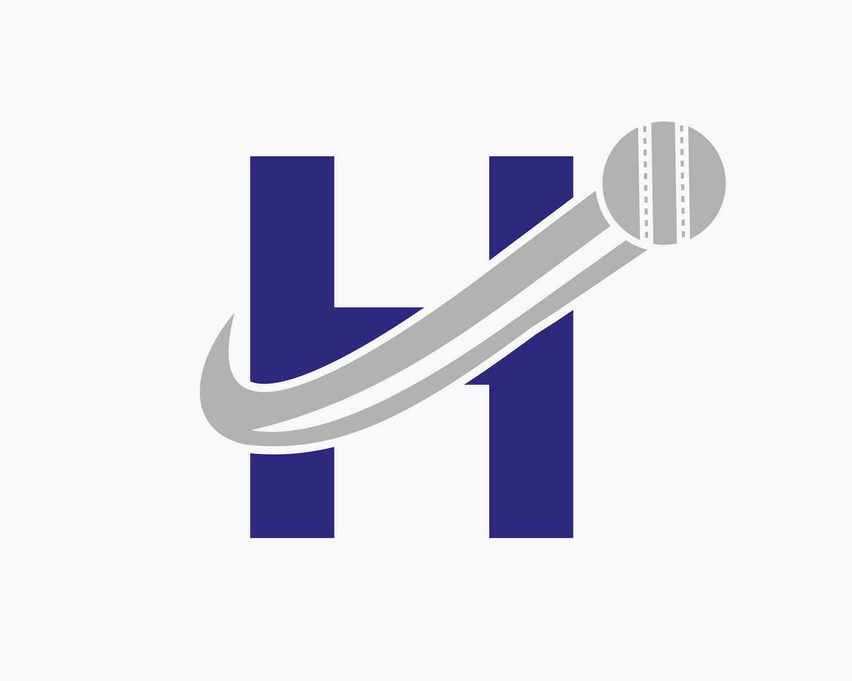 Initiale Brief h Kricket Logo Konzept mit ziehen um Ball Symbol zum Kricket Verein Symbol. Cricketspieler Zeichen vektor