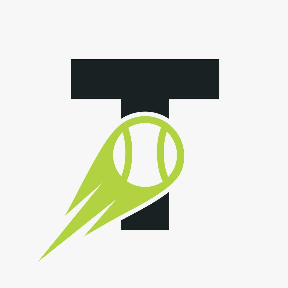 tennis logotyp design på brev t mall. tennis sport akademi, klubb logotyp vektor