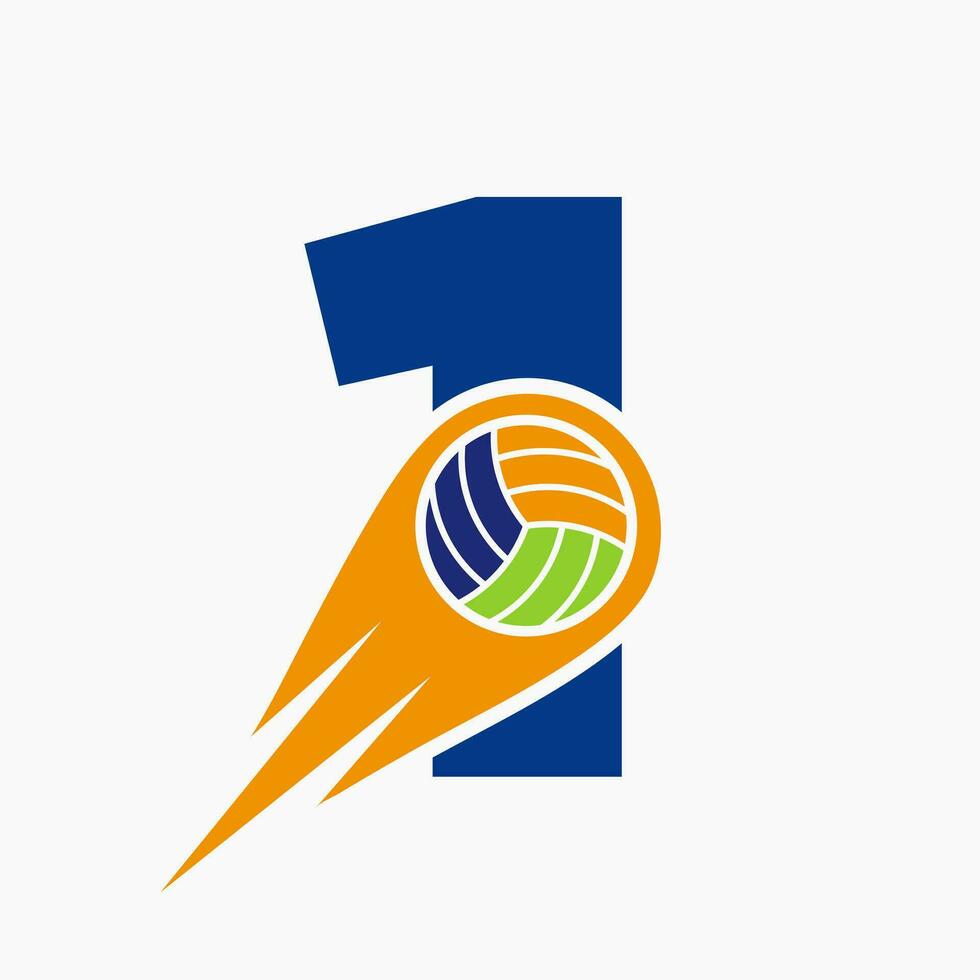 Brief 1 Volleyball Logo Konzept. Volleyball Sport Logo Vorlage vektor