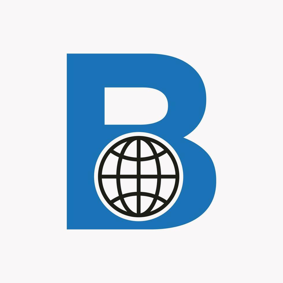 brev b global logotyp design. värld logotyp symbol vektor mall