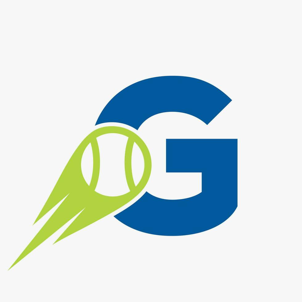 tennis logotyp design på brev g mall. tennis sport akademi, klubb logotyp vektor