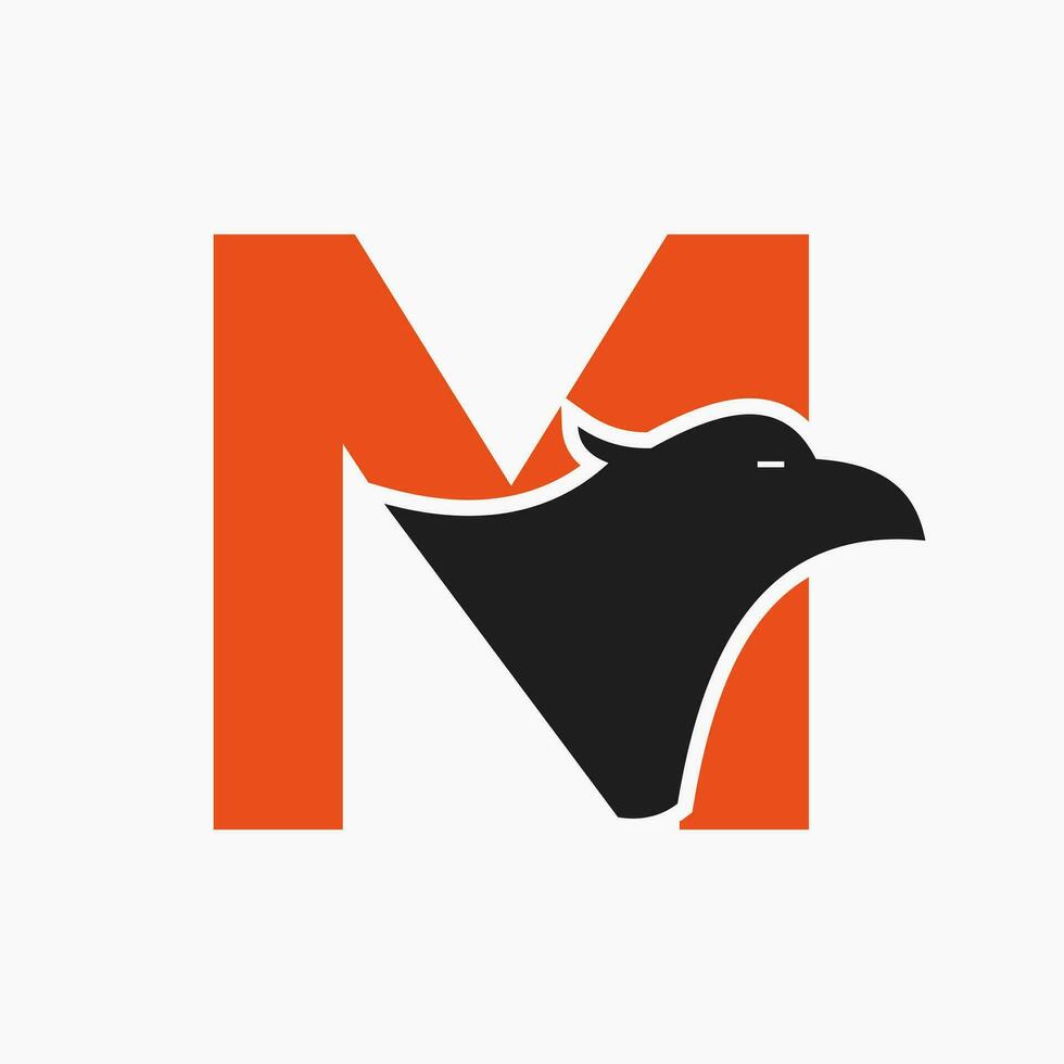 Brief m Adler Logo Design. Transport Symbol Vektor Vorlage