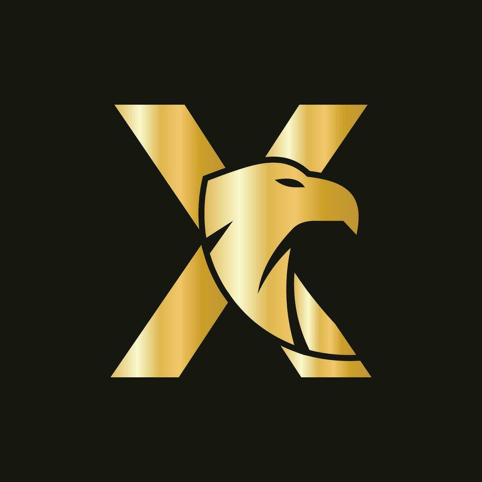 Brief x Adler Logo Design. Transport Symbol Vektor Vorlage