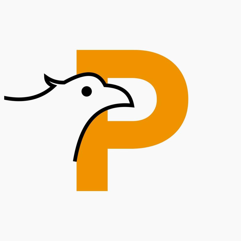 Brief p Adler Logo Design. Transport Symbol Vektor Vorlage