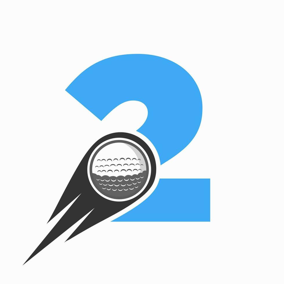 brev 2 golf logotyp begrepp med rör på sig golf boll ikon. hockey sporter logotyp symbol vektor mall