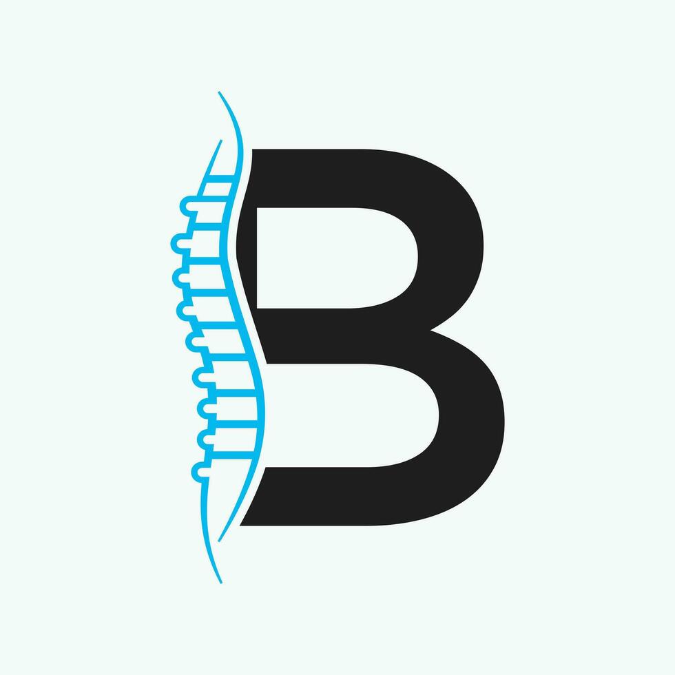 Brief b orthopädisch Gesundheit Knochen Logo Design mit zurück Knochen Symbol. Knochen Gesundheit Logo Zeichen vektor