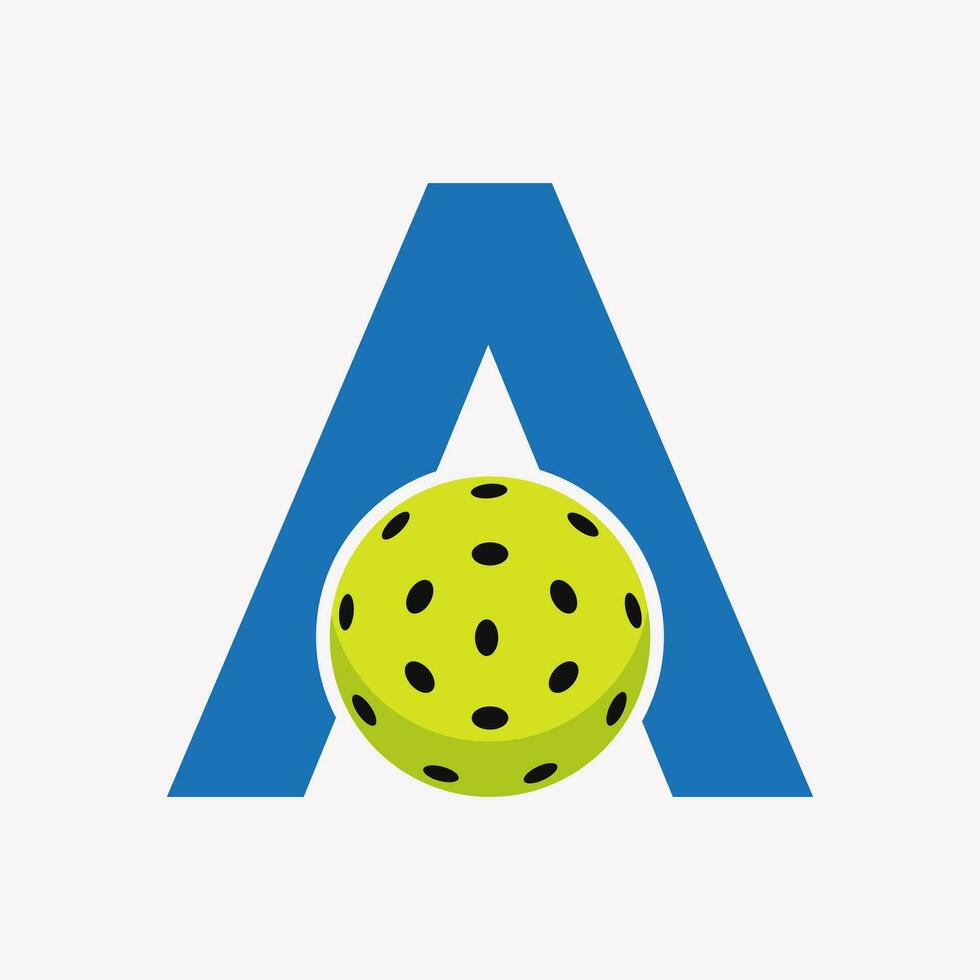 Pickleball Logo auf Brief ein Vektor Vorlage. Essiggurke Ball Logo