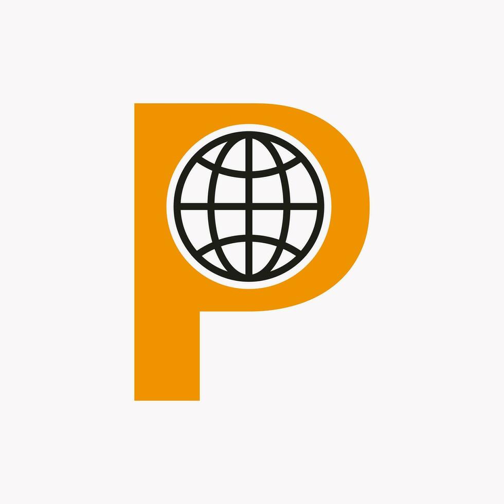 Brief p global Logo Design. Welt Logo Symbol Vektor Vorlage