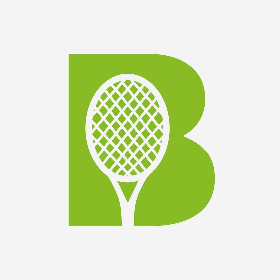 brev b padel tennis logotyp. padel racket logotyp design. strand tabell tennis klubb symbol vektor