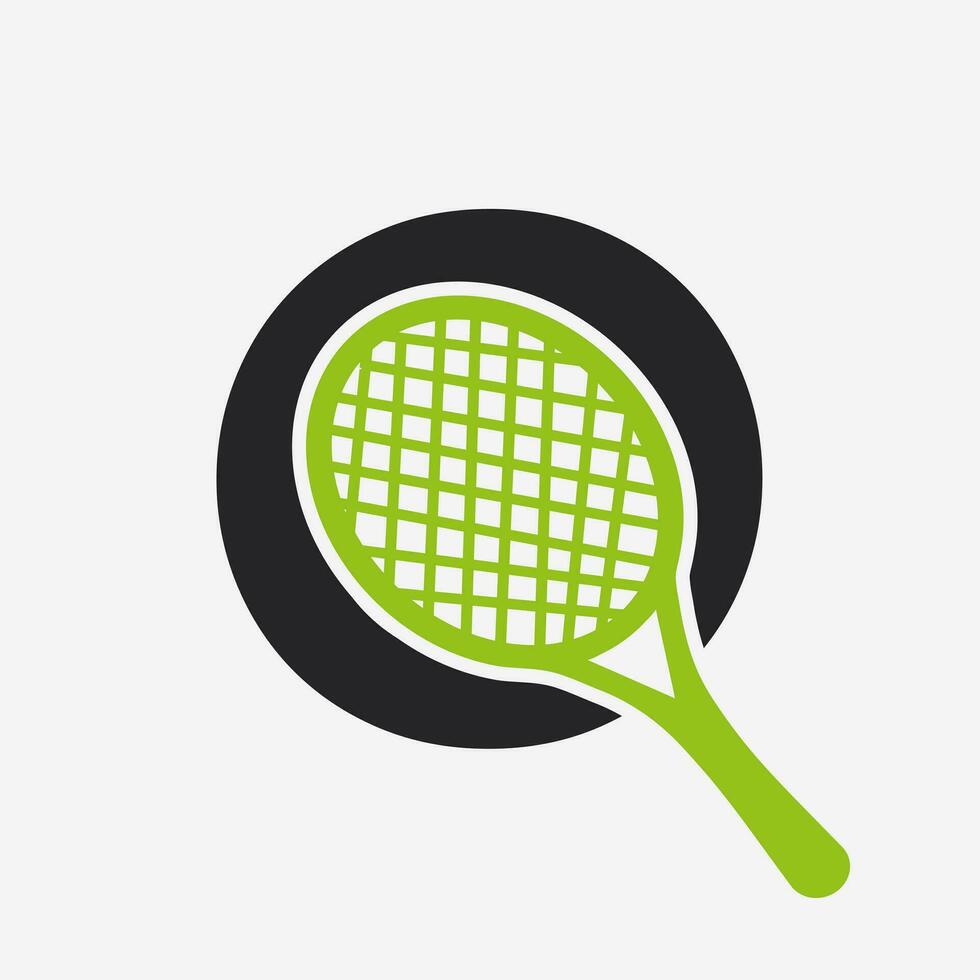 Brief Ö Padel Tennis Logo. Padel Schläger Logo Design. Strand Tabelle Tennis Verein Symbol vektor