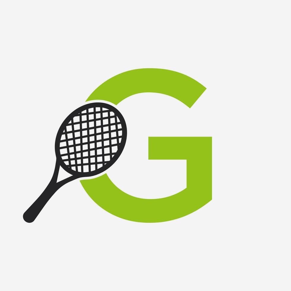 brev g padel tennis logotyp. padel racket logotyp design. strand tabell tennis klubb symbol vektor