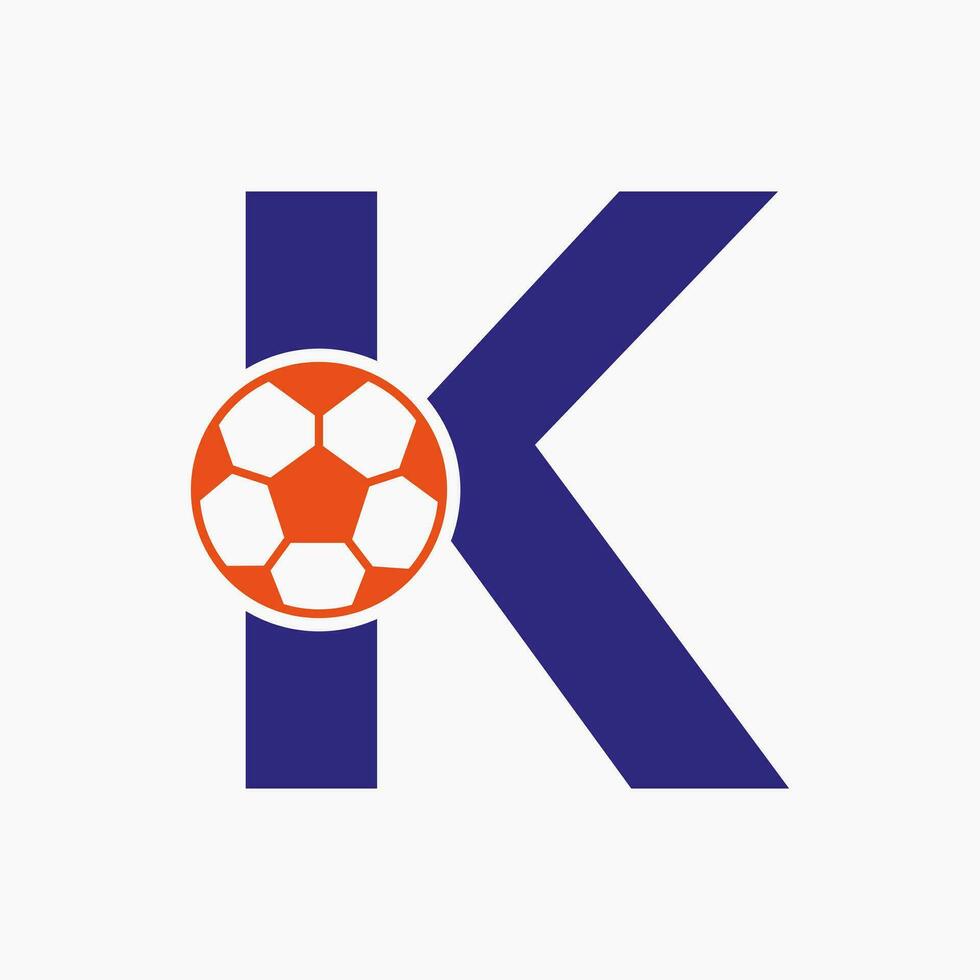 första brev k fotboll logotyp. fotboll logotyp design vektor mall