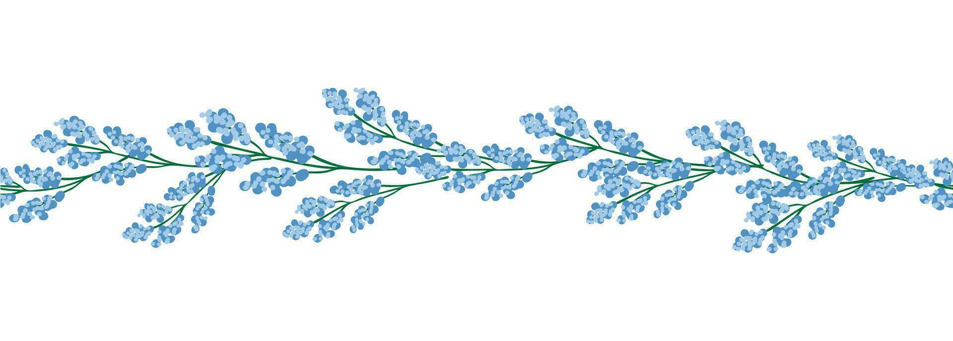 lavendel- lila horisontell gräns sömlös mönster. blommig sömlös gräns. vektor