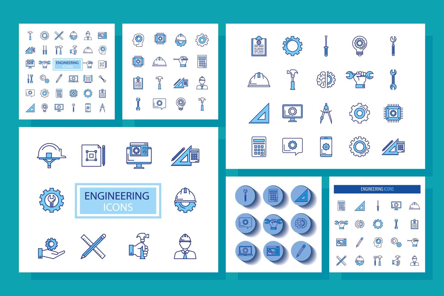 Bündel von Engineering-Set-Icons vektor