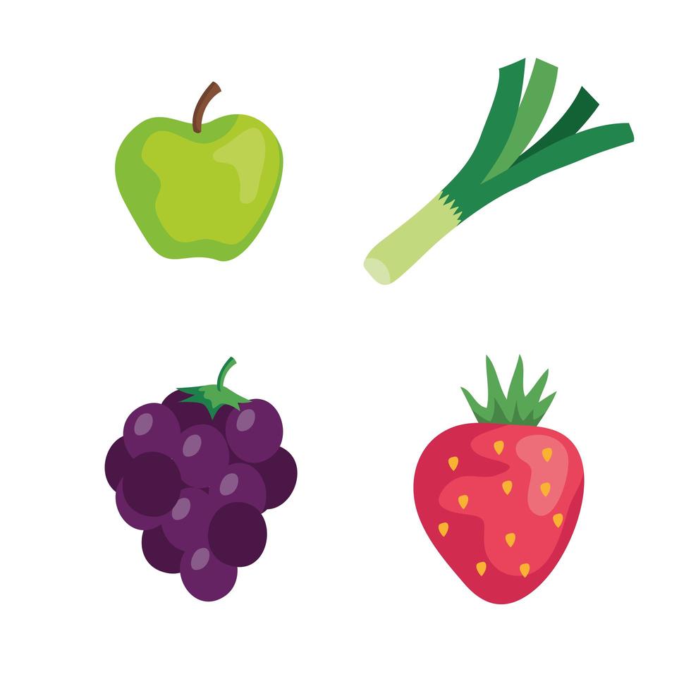 uppsättning hälsosamma färska frukter och grönsaker vektor