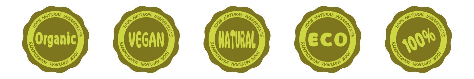 frische, gesunde Bio-Lebensmittel-Logo-Etiketten und -Tags vektor