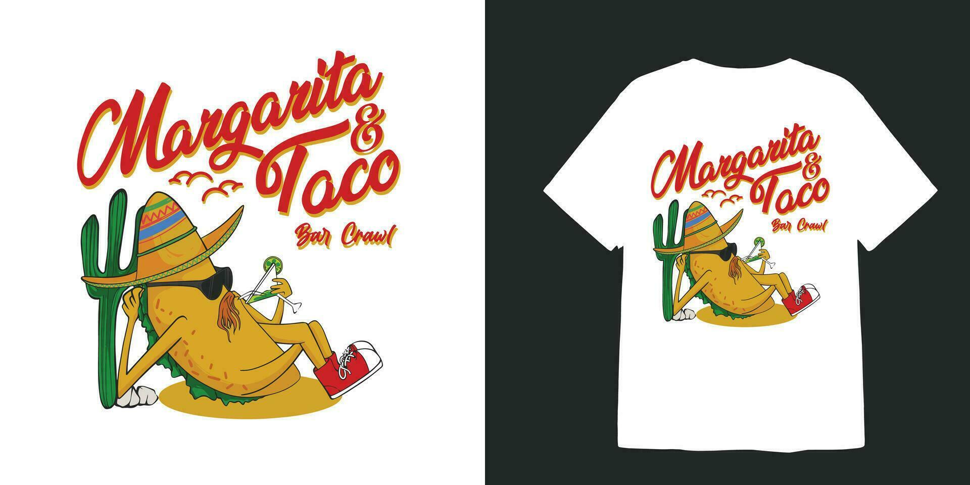 Taco und Margarita Charakter Illustration vektor