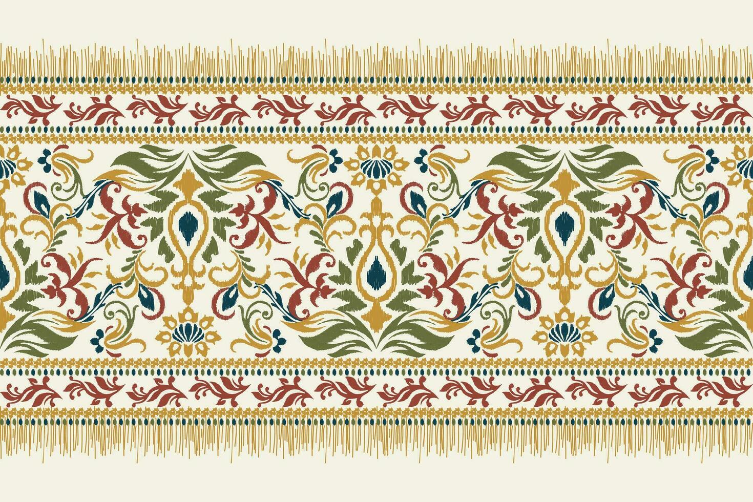 ikat blommig paisley broderi på vit bakgrund.ikat etnisk orientalisk mönster traditionell.aztec stil abstrakt vektor illustration.design för textur, tyg, kläder, inslagning, dekoration, sarong, halsduk