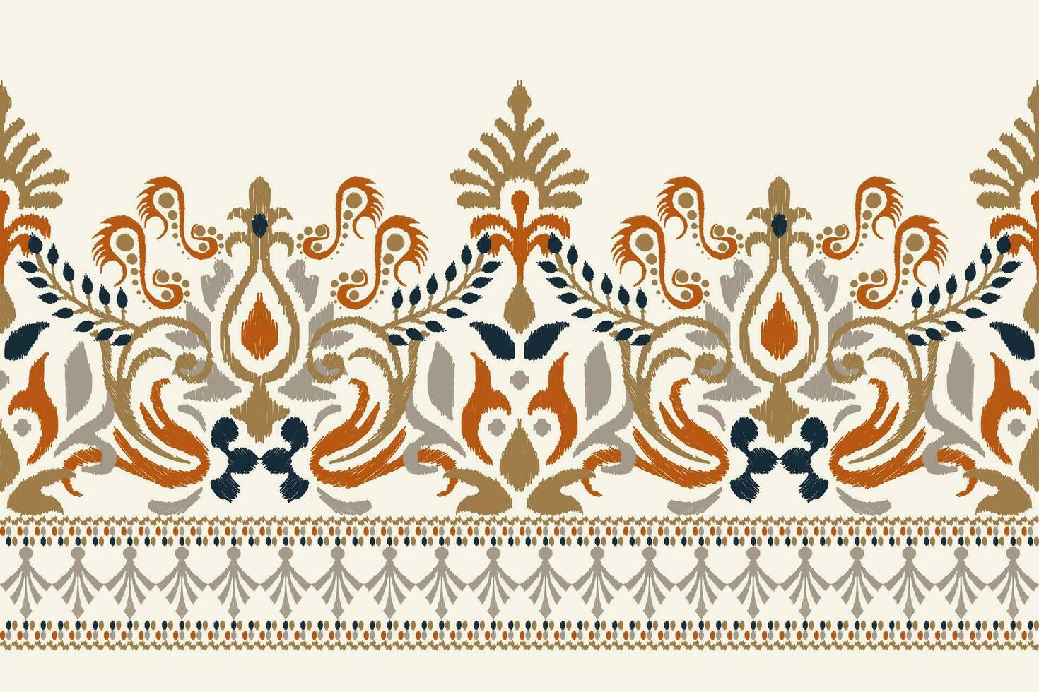 ikat blommig paisley broderi på vit bakgrund.ikat etnisk orientalisk mönster traditionell.aztec stil abstrakt vektor illustration.design för textur, tyg, kläder, inslagning, dekoration, sarong, halsduk