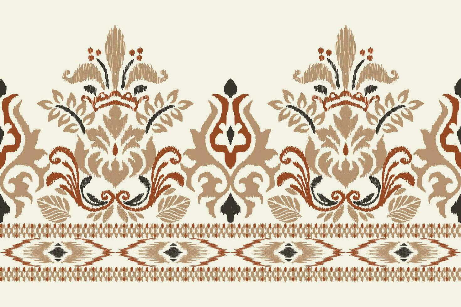 ikat blommig paisley broderi på vit bakgrund.ikat etnisk orientalisk mönster traditionell.aztec stil abstrakt vektor illustration.design för textur, tyg, kläder, inslagning, dekoration, sarong, halsduk