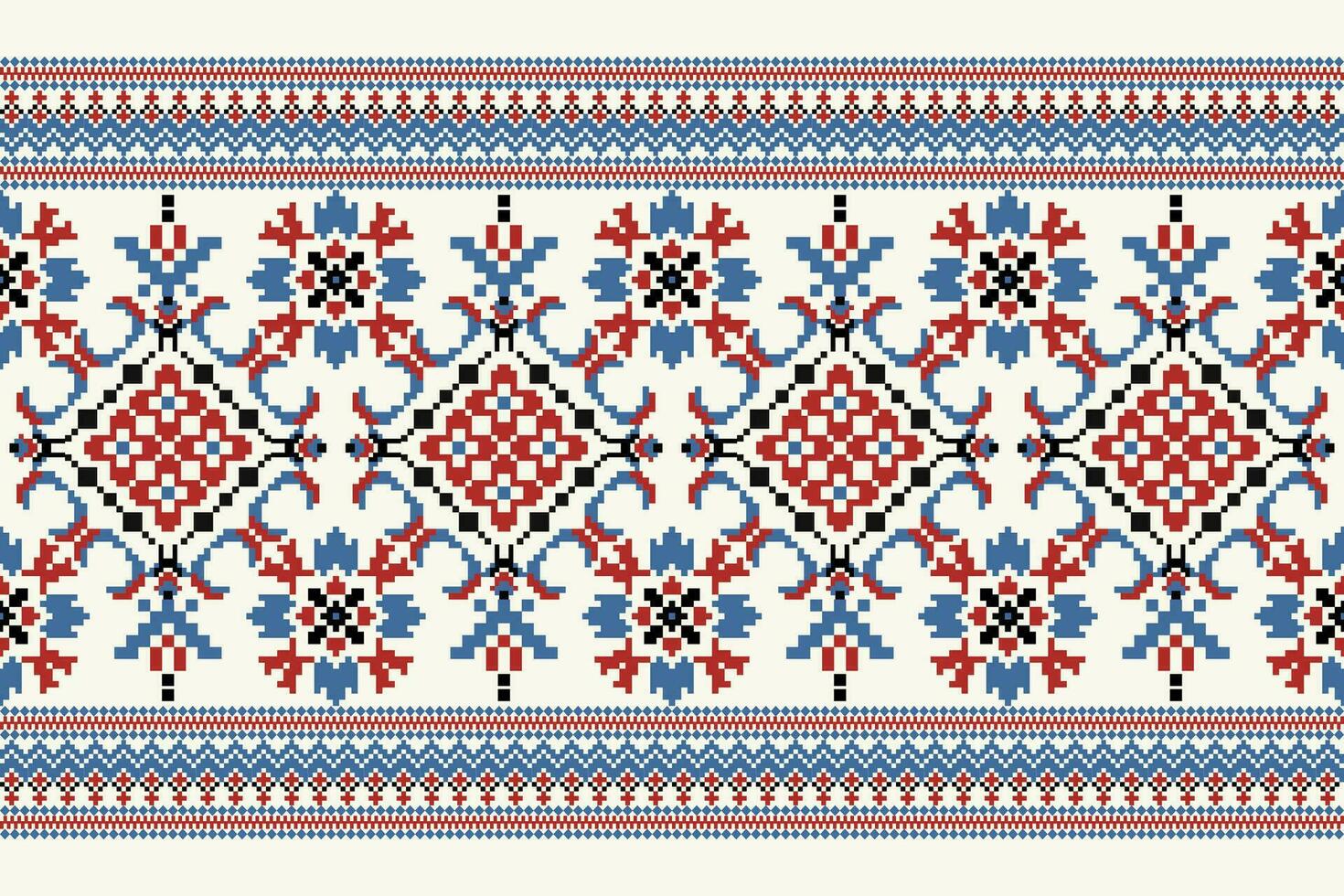 blommig korsa sy broderi på vit bakgrund.geometrisk etnisk orientalisk mönster traditionell.aztec stil abstrakt vektor illustration.design för textur, tyg, kläder, inslagning, dekoration, sarong.