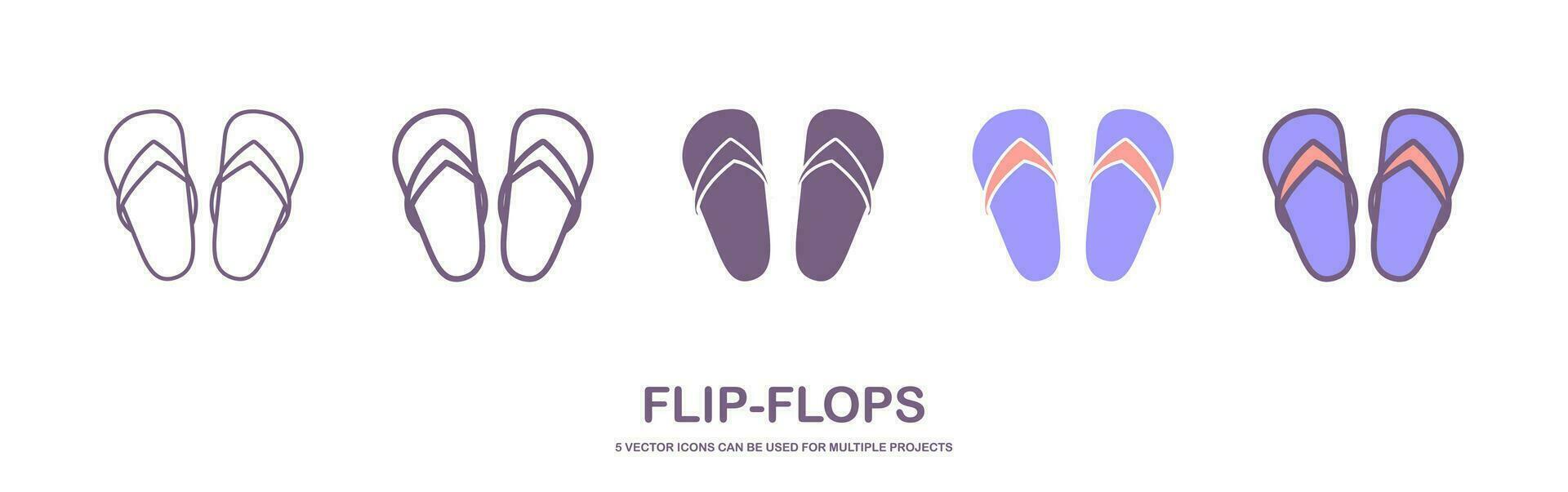 Lineares Symbol für Flip-Flops. dünne Linie Abbildung. Sommerhausschuhe Kontursymbol. Vektor isolierte Umrisszeichnung