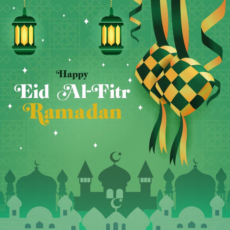 eid al fitr ramadan ketupat illustration vektor