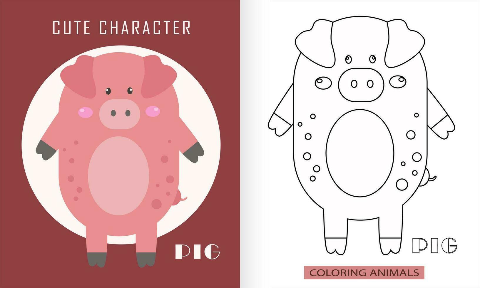 djur- karaktär färg bok för söt grisar vektor